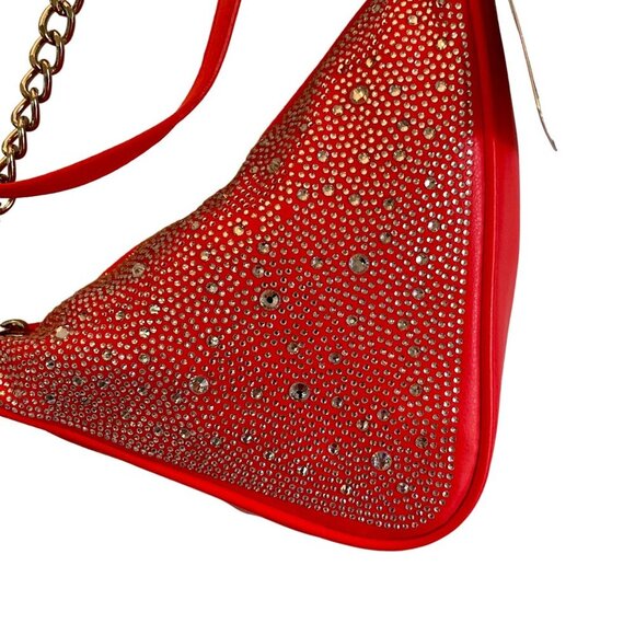 Wild Fable Coral Rhinestone Triangle Crossbody Bag Chain Adjustable Strap NWT - Picture 3 of 11